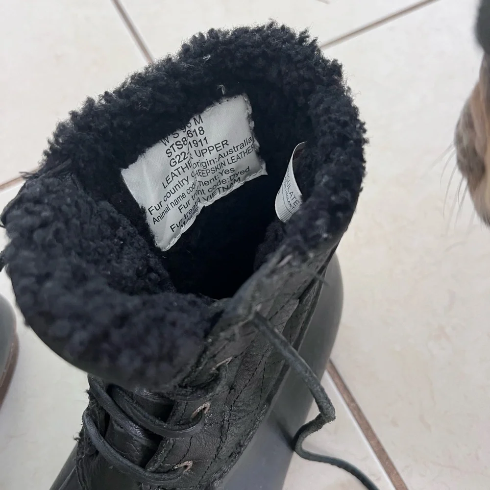 Sperry Duck Leather Boots Women's Black Quilted Winter Boots 9.5